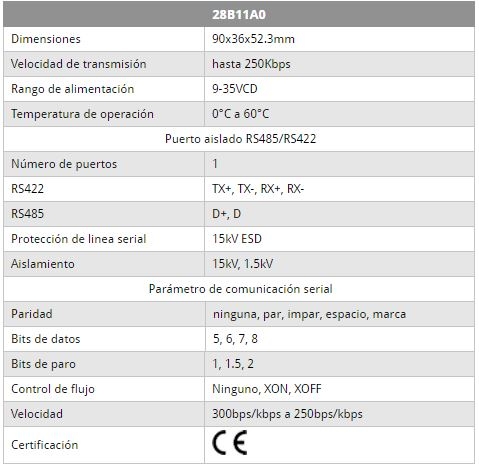 Convertidor de RS232 a RS485 RS422 