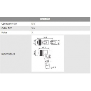 Cable con conector M8